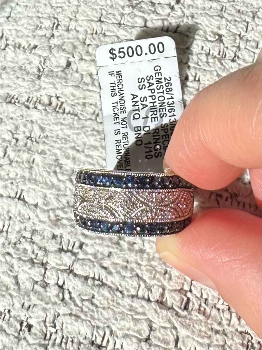 Macy's Sterling Silver Ring with Blue Sapphire Accents